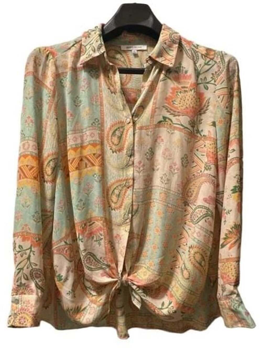 Rose & Olive Cottage Patchwork Pastel Button Up Paisley Floral Blouse